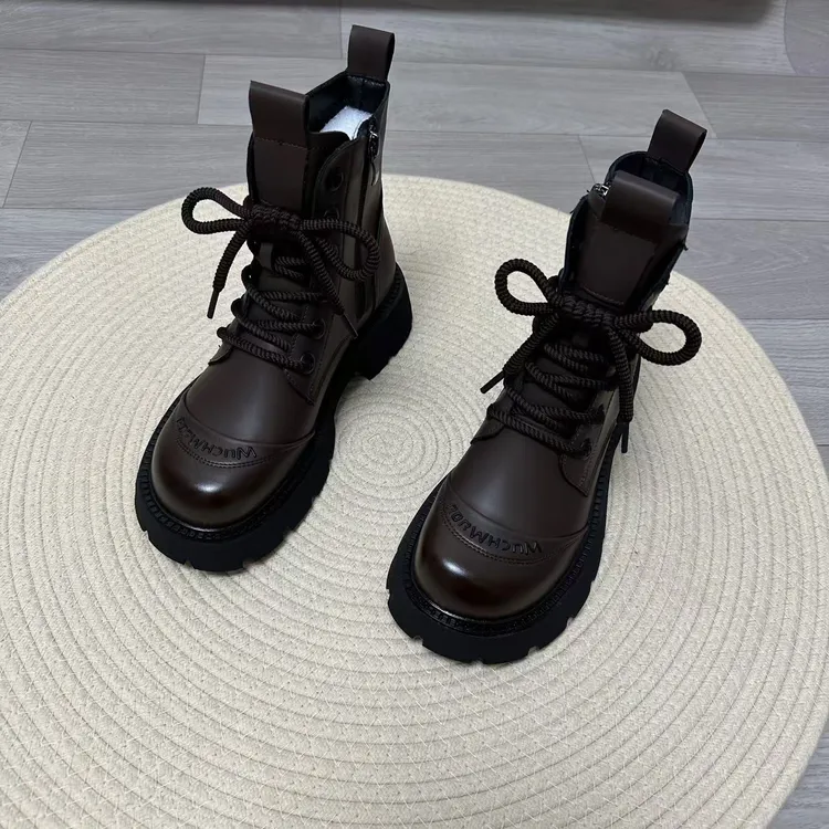 时尚爆款厚底马丁靴女2025秋冬新款韩版网红增高显瘦洋气百搭短靴