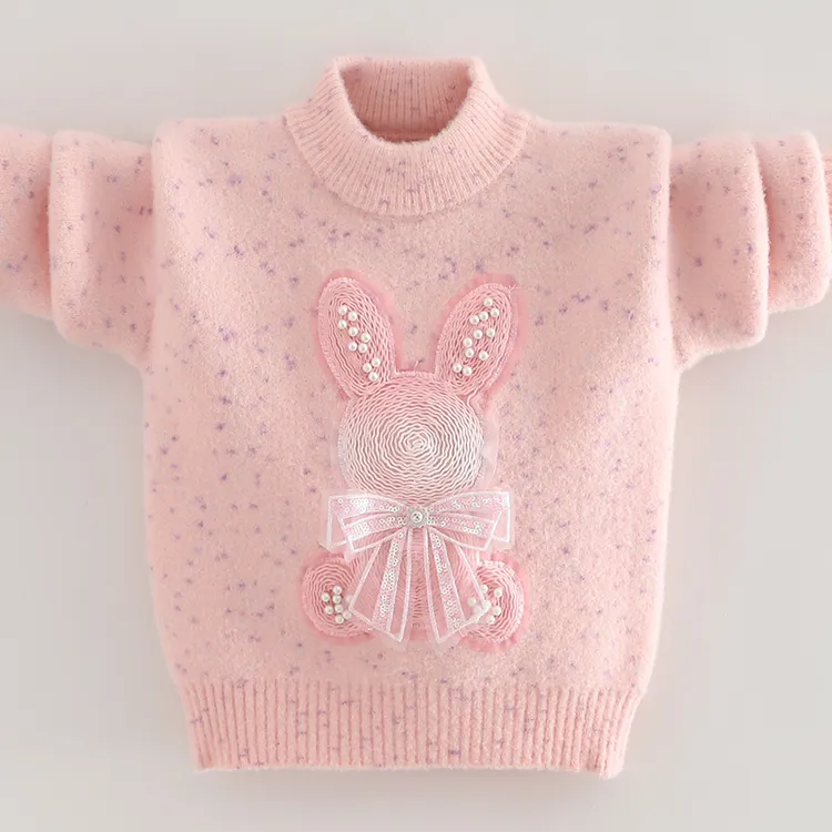 女童毛衣加厚针织衫2025冬季新款兔子洋气儿童打底衫中童内搭衣服