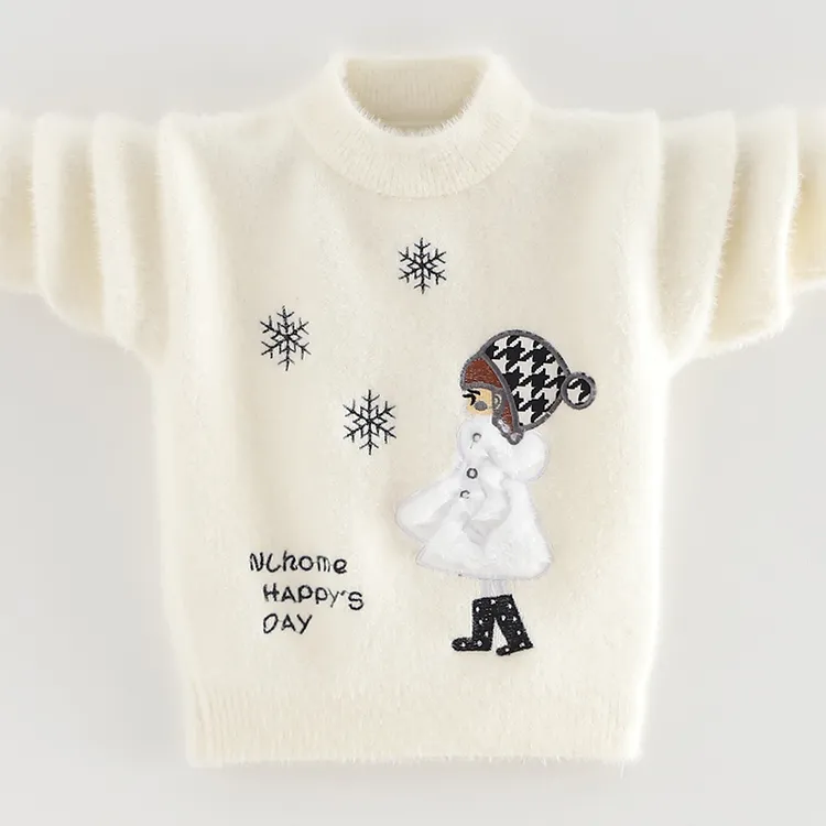 洋气7女童毛衣2024秋冬3女孩4水貂绒线衣5套头6儿童8岁针织打底衫