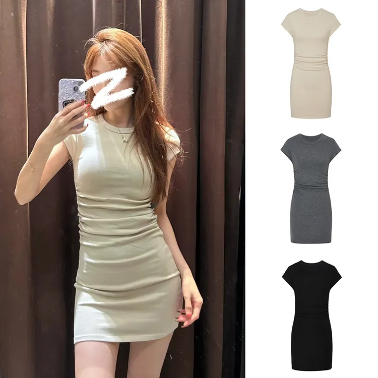 Moses Queen/魔西女王 收腰短裙修身包臀裙辣妹正肩短袖连衣裙子