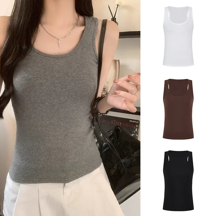 Moses Queen/魔西女王粉色收腰背心女外穿内搭打底吊带上衣老头衫