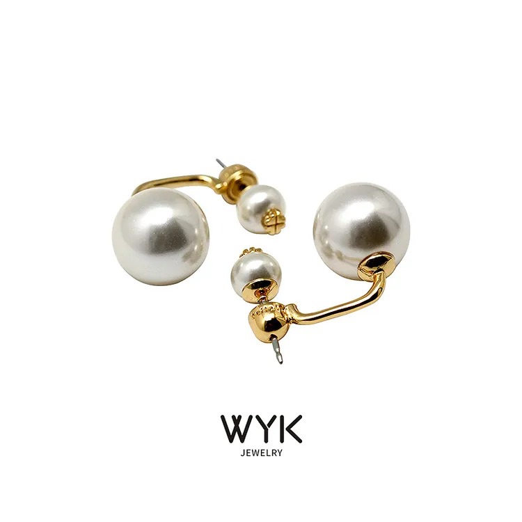 925银仿珍珠耳饰 原创小众设计感印象巴黎双面耳环气质耳钉女新年