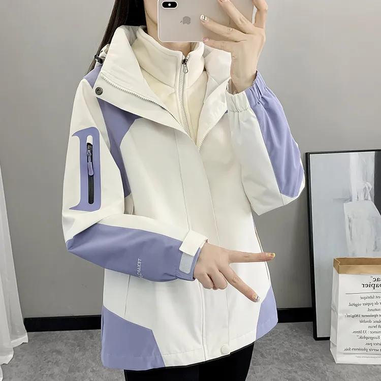 冲锋衣女款2024新款外套秋冬三合一防风防水可拆卸加绒加厚情侣男