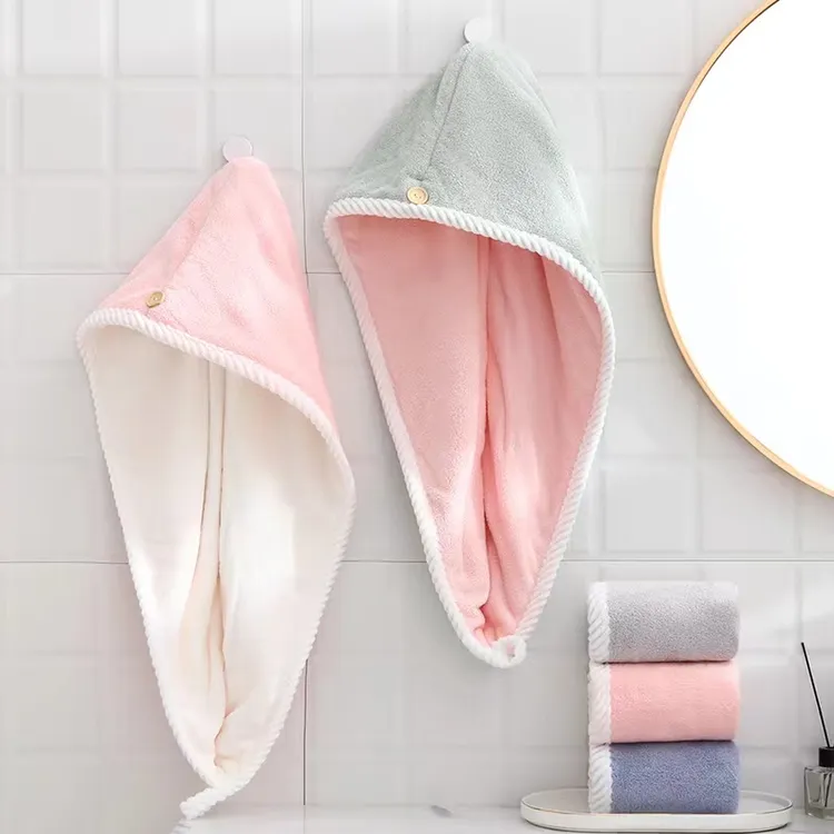 双层加厚AB面高档干发帽柔软洗澡