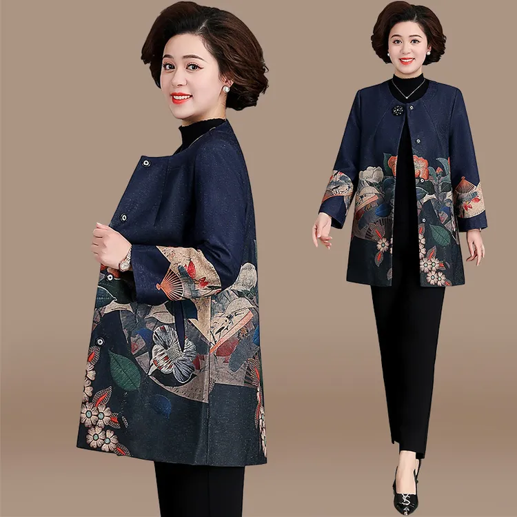 罗蒙中年妈妈春秋外套洋气2025新款50岁60中老年人女装阔太太上衣