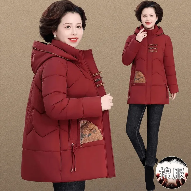 罗蒙新中式妈妈冬装棉服中老年2025冬季棉衣外套奶奶装国风棉袄女