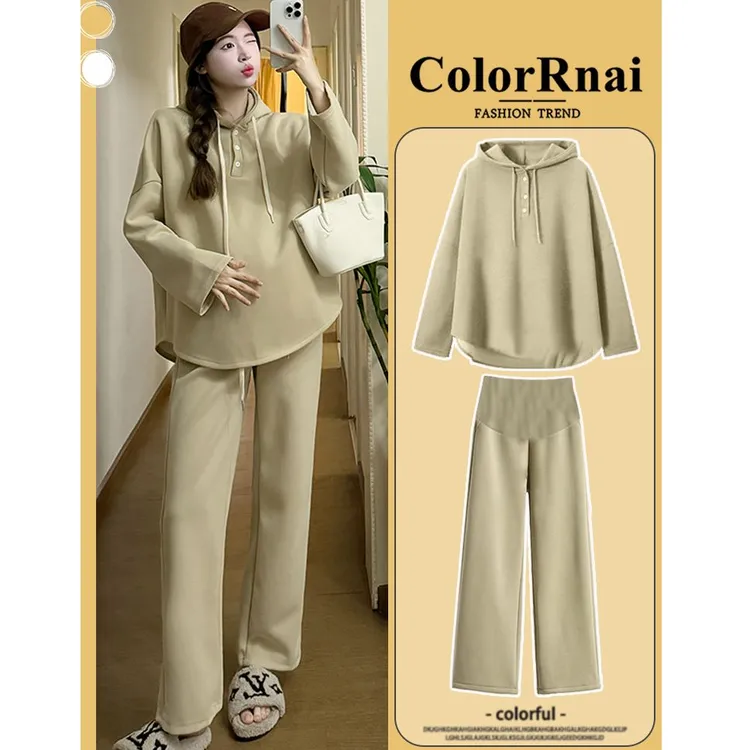 孕妇装2024春款慵懒风套装时尚洋气时髦卫衣裤子休闲两件套装春秋