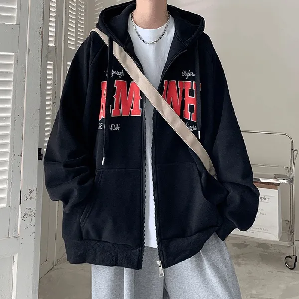 保暖重磅卫衣男春季美式高街外套秋冬款潮牌开衫连帽上衣