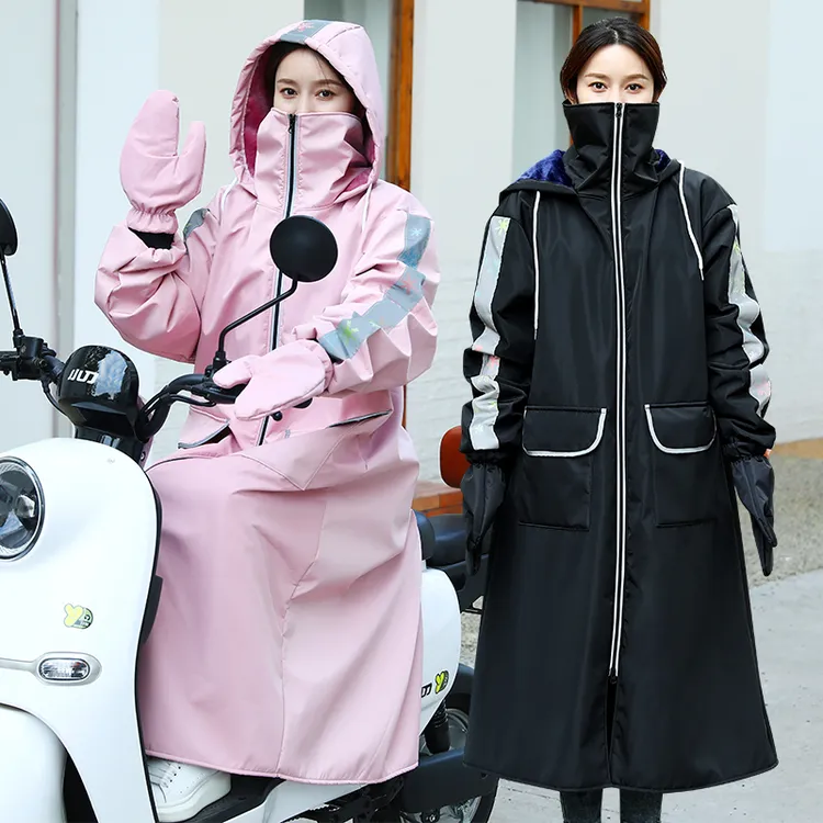 电动车挡风衣冬季加绒防水全身保暖骑车电瓶车挡风被防风衣外套罩