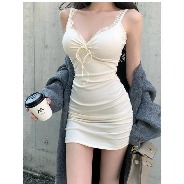 也猫定制 加绒纯欲风吊带连衣裙女辣妹收腰显瘦吊带裙女修身性感