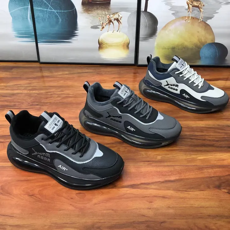 男鞋2025春秋新款休闲鞋时尚潮流系带运动鞋青年拼色减震跑步鞋子