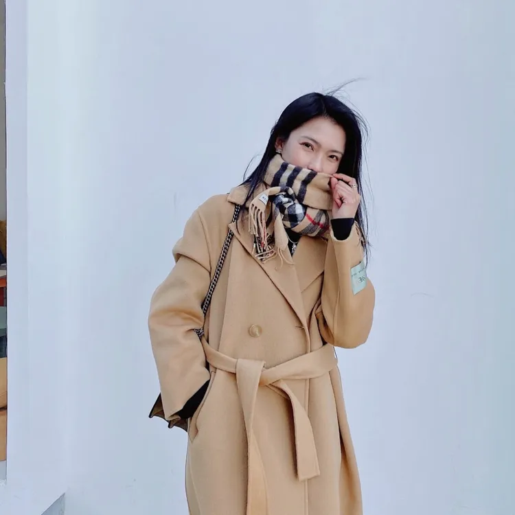 福利冬季美拉德经典驼色小格子气质围巾中长款百搭针织韩版秋