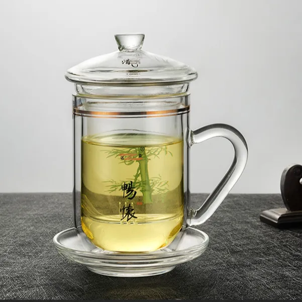 诺亚口杯双层玻璃杯高档水晶杯商务办公杯随身旅行杯车载杯泡茶杯