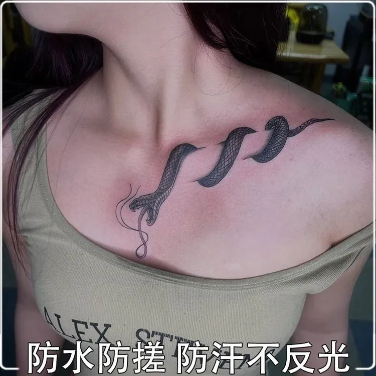 草本果汁纹身贴胸前锁骨蛇性感男女防水持久不反光贴纸潮酷真实感