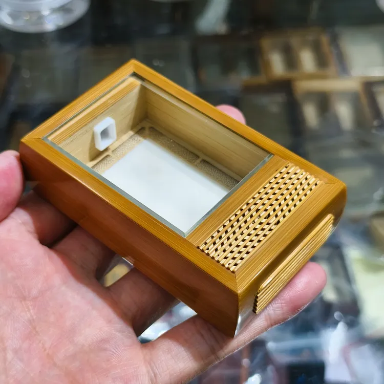 海派名家小顺制老竹镶嵌牛骨竹蛉盒黄蛉盒金钟虫具鸣虫盒92*55*28