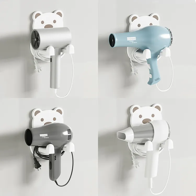小熊吹风机置物架壁挂免打孔多功能卫生间高级感浴室收纳支架挂架