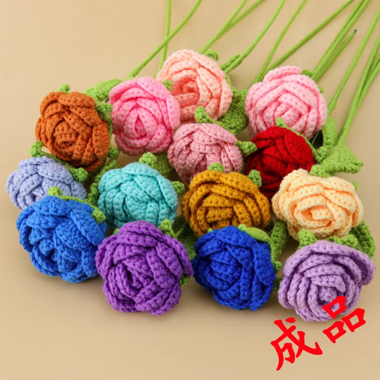 成品编织毛线手工针织创意玫瑰情人节送女友闺蜜教师节生日礼物