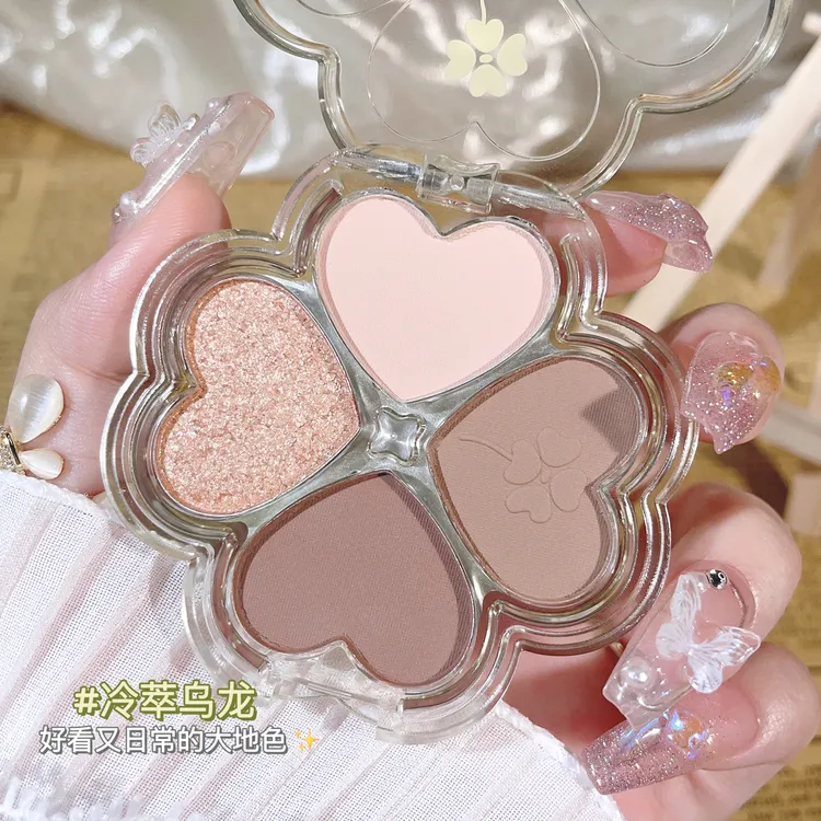 四色眼影哑光盘闪粉提亮珠光防水日常大地色小盘便携脸部提亮修容