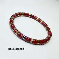 猩红玛丽(搭配款)手工藏式直切古法朱砂供菩提根药片手串6*3mm