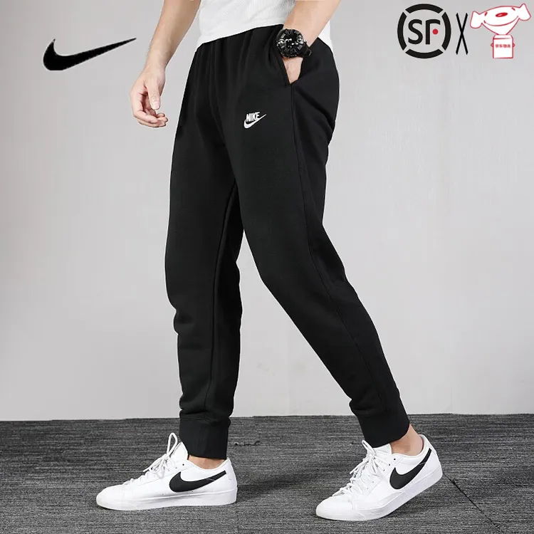NIKE/耐克耐克男裤春夏新款加厚毛圈运动裤休闲保暖黑色束脚长裤