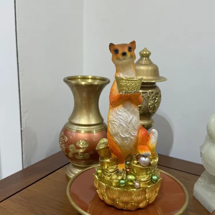 黄大仙摆件黄鼠狼佛堂神像金元宝可爱公仔招财装饰品摆件