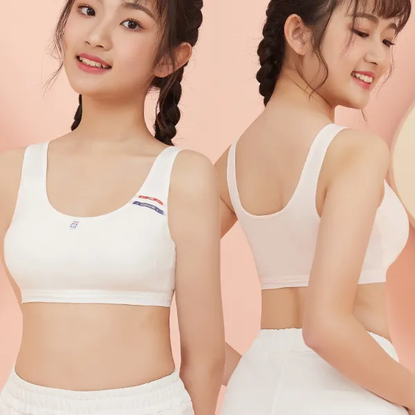 少女初中生发育期内衣纯棉一体防震防抖运动高中生青春期少女文胸