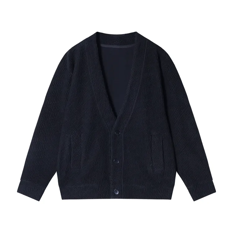 秋冬季新款韩版潮流肌理纹设计V领开衫外套时尚百搭宽松休闲