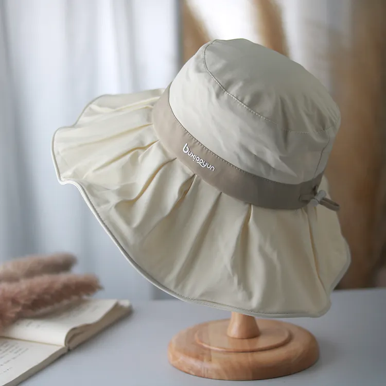 夏季防晒渔夫帽新款显瘦防紫外线薄款速干户外遮阳帽大檐太阳帽女