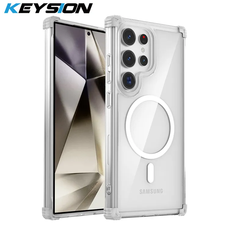 三星S24Ultra磁吸手机壳S23FE透明S22气囊Note20Ultra四角防摔套