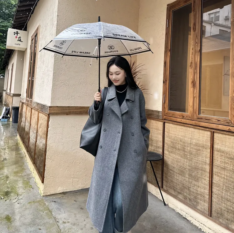 【重回首尔】新款秋冬网红大衣双面羊毛大衣中长款高贵毛呢外套女款