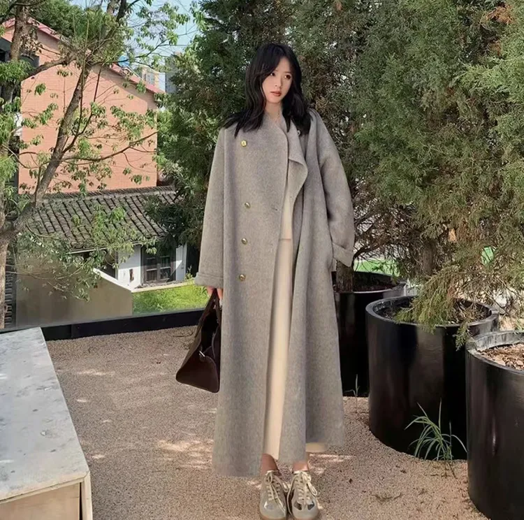 【日耳曼】2025新款秋冬立领毛呢大衣高级韩系爆款灰色大衣毛呢外套