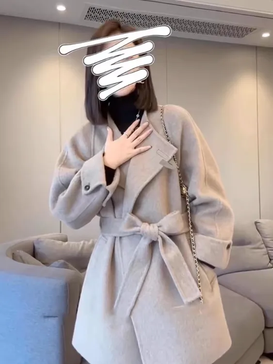 【微醺街角】秋冬新款短款羊毛大衣休闲修身高贵气质大衣毛呢外套女
