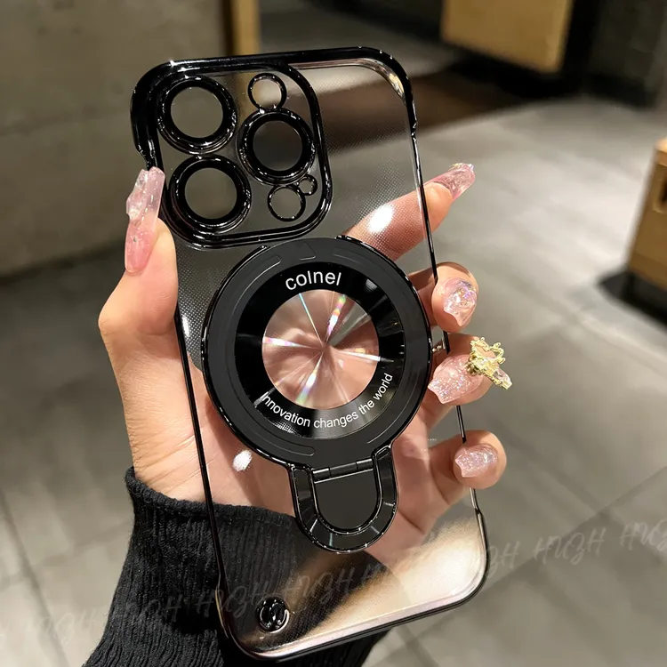 适用于苹果17ProMax磁吸支架16电镀无边框15超薄14pm透明13手机壳