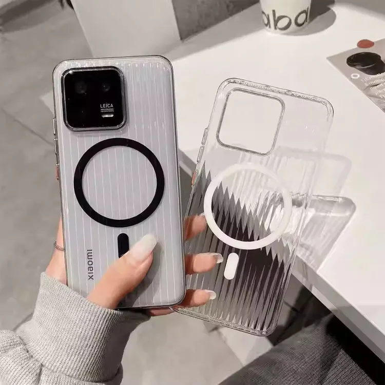 适用于小米14新款瓦楞纹14Pro磁吸充电13透明13Ultra防摔保护套