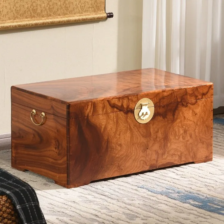 香樟木箱子储物柜复古收纳盒老樟木质首饰盒新中式国风创意婚嫁箱