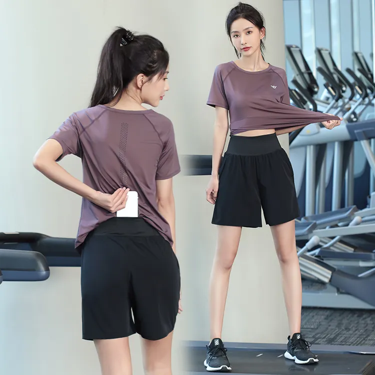 【清凉】大码健身瑜伽服晨跑速干宽松运动服女士跑步显瘦套装1230商品图