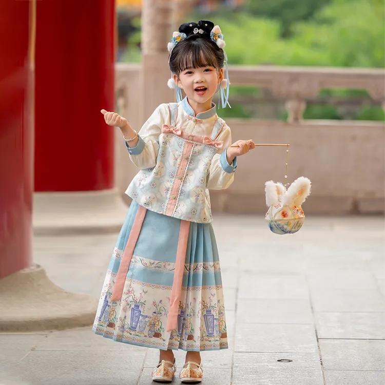 萌乎【青词】女童汉服秋季新款明制马面裙中国风套装古风-243824