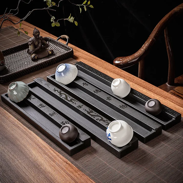 茶杯架乌金石茶道配件家用茶具置物架子简约功夫茶沥水收纳客厅