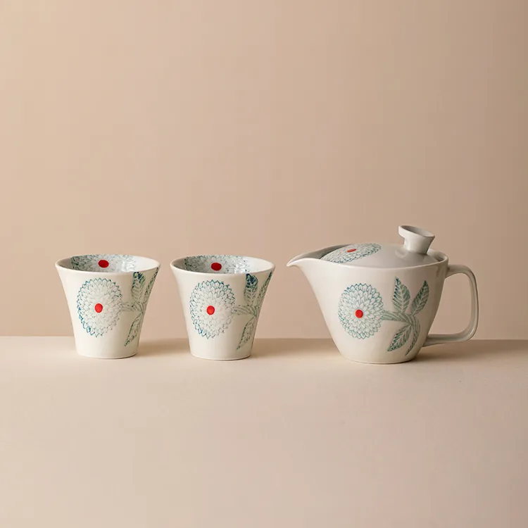 同合日本进口大丽花茶具套装日式陶瓷手工田园风小清新小茶壶