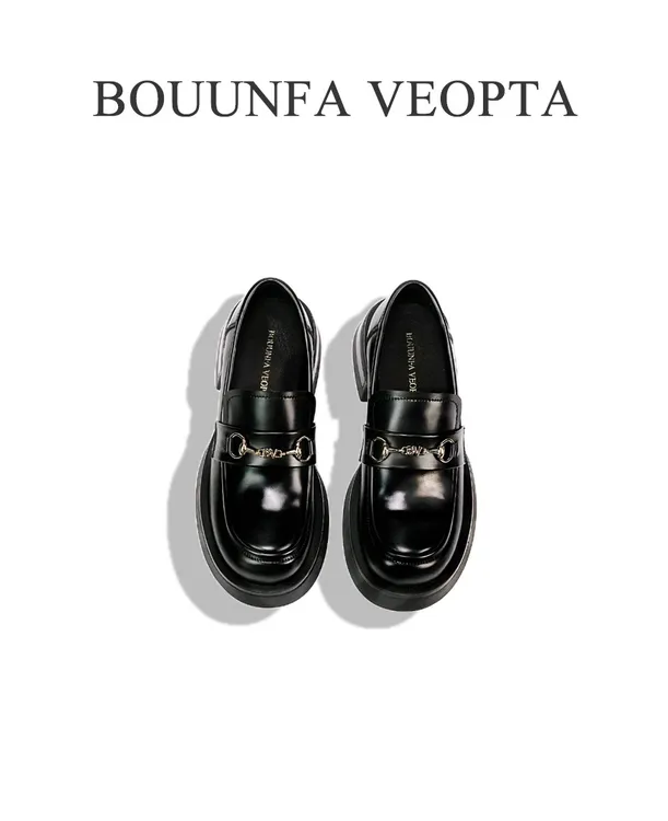 B.V【芯片版】2024新款胎牛皮真皮时尚百搭增高女鞋乐福鞋小皮鞋17