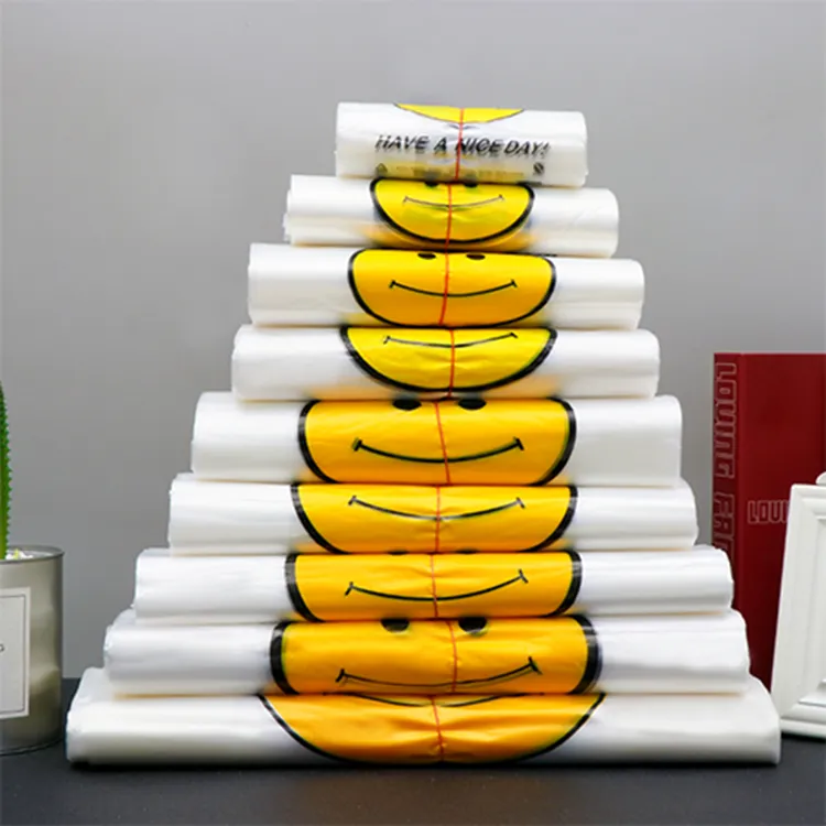 笑脸塑料袋食品袋购物袋外卖打包背心袋手提加厚超市方便袋子批发