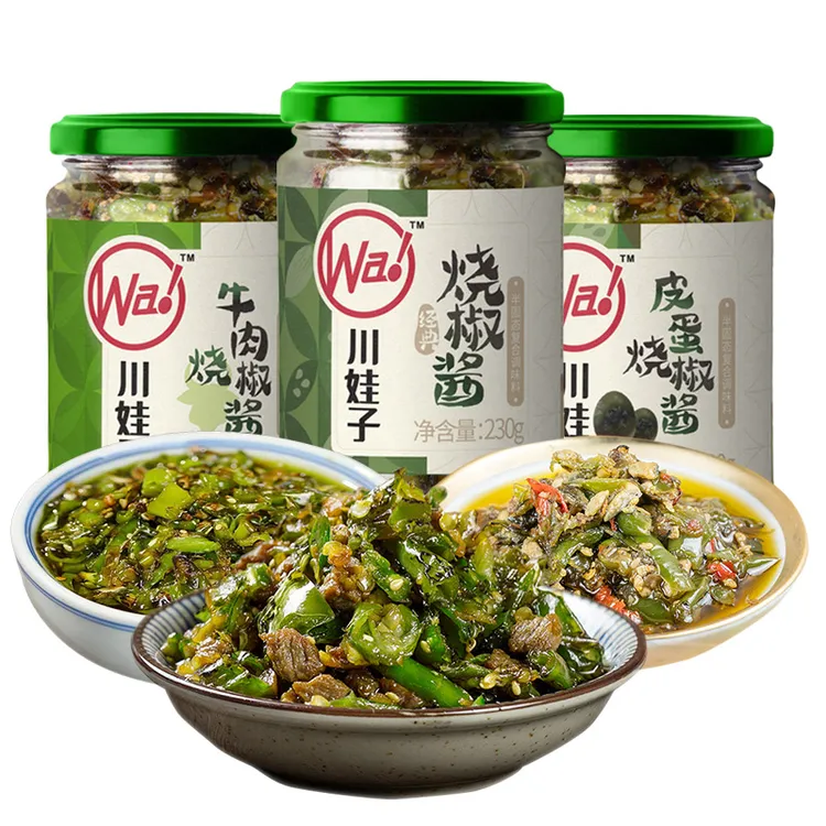 川娃子皮蛋烧椒酱230g经典椒香手工农家风味拌饭酱拌面酱青椒酱