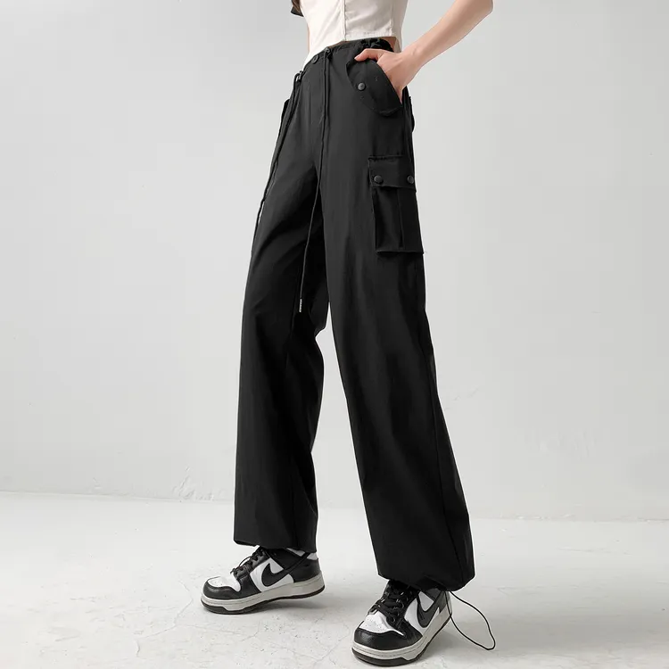 唐造2025夏季新款防晒休闲运动户外显瘦薄款冰丝阔腿工装女裤 060