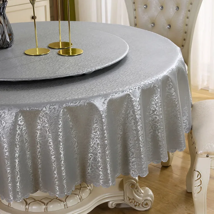 高档圆桌布转盘套圆形桌罩防水防油免洗家用酒店大圆桌桌布定制