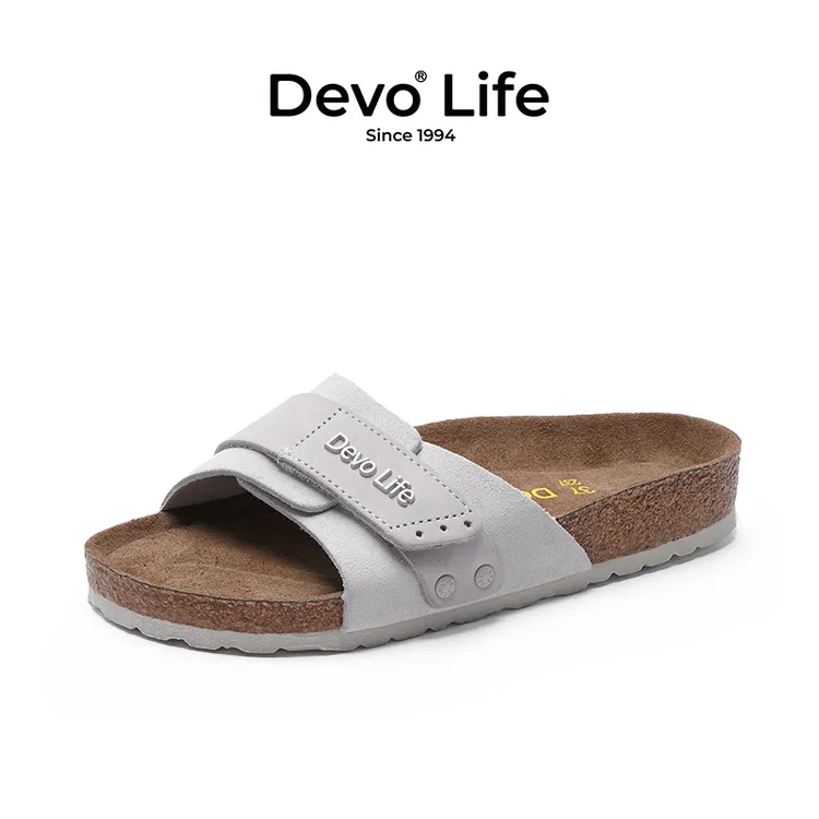 Devo/的沃勃肯鞋女款软木鞋夏季外出时尚潮流情侣一字凉拖23011