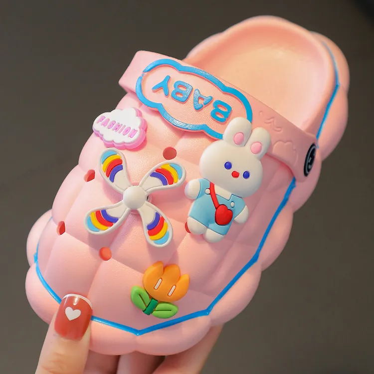 包头洞洞鞋儿童凉拖鞋卡通软底防滑居家洗澡浴室亲子男女大小宝鞋