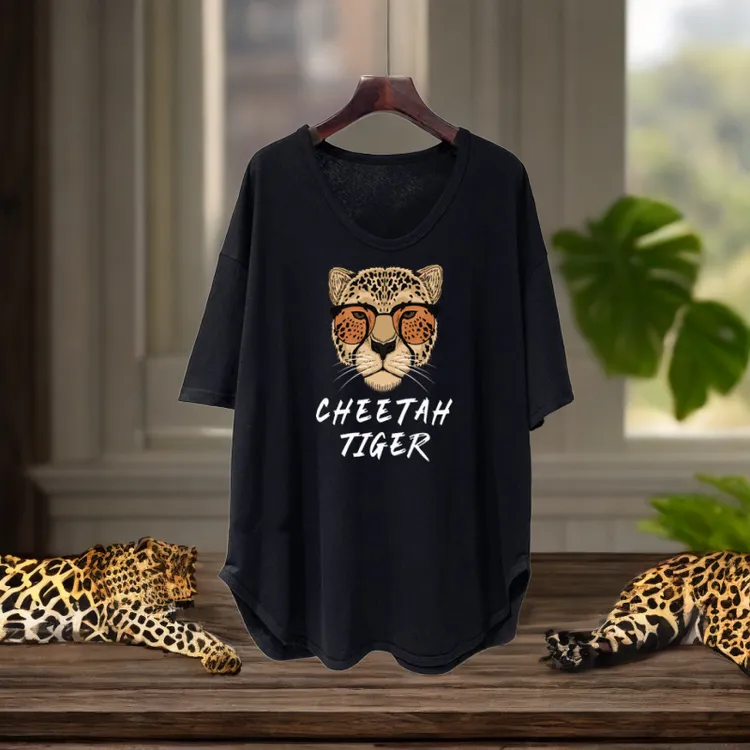 春夏季短袖T桖女宽松中长U领加肥加大显瘦遮肉大码上衣T桖短袖