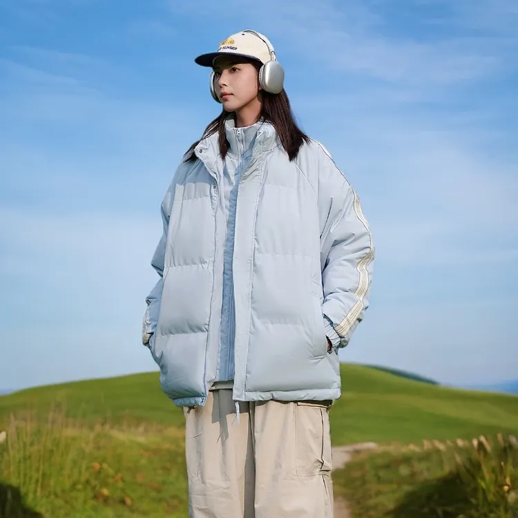 户外运动冬季美式假两件棉服男女同款双层高领防风棉衣情侣保暖