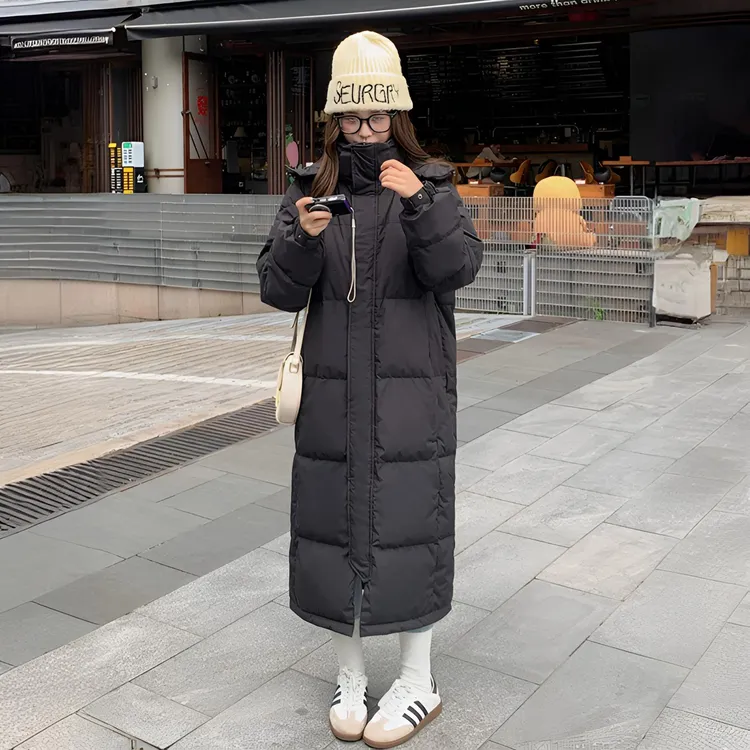 2025年冬新款高级感宽松显瘦防风连帽长款羽绒服男女加厚保暖外套