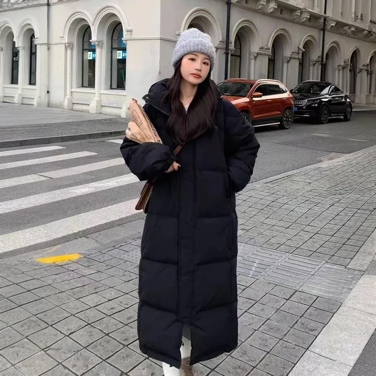 2025年冬季新款羽绒服男女超长款过膝加厚白鸭绒情侣大码韩版中戏